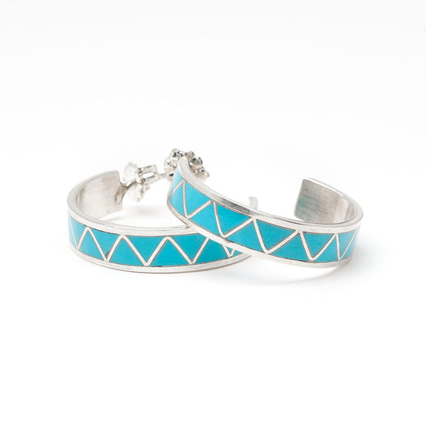 Three-Quarter Hoop Turquoise Earrings
