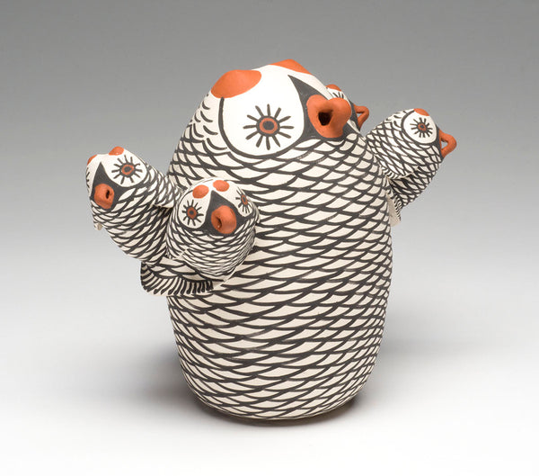 Mother Owl & Owlets Pottery
