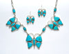 Natural Kingman Turquoise Butterfly Necklace & Earring Set