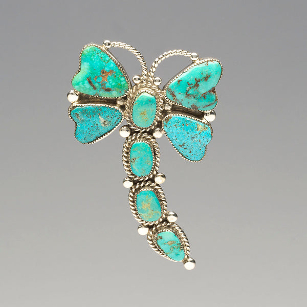 Natural Kingman & Royston Turquoises Dragonfly Pin/Pendant