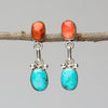 Natural Kingman Turquoise & Spiny Oyster Shell Dangle Earrings