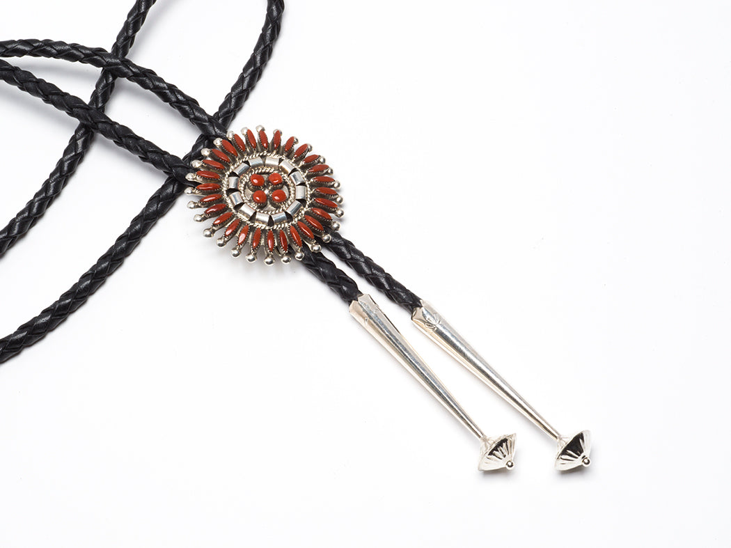 Red Coral Needlepoint Bolo Tie – Keshi The Zuni Connection