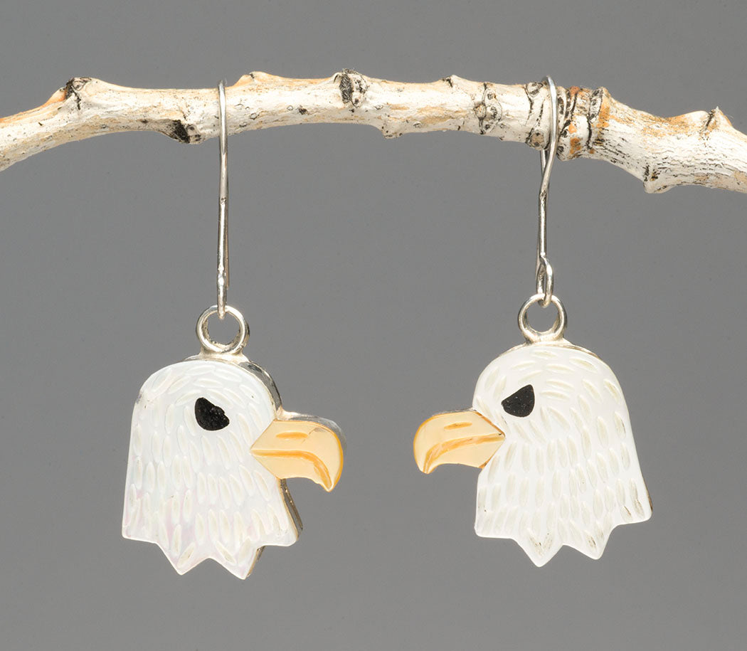 Carved Eagle Head Earrings