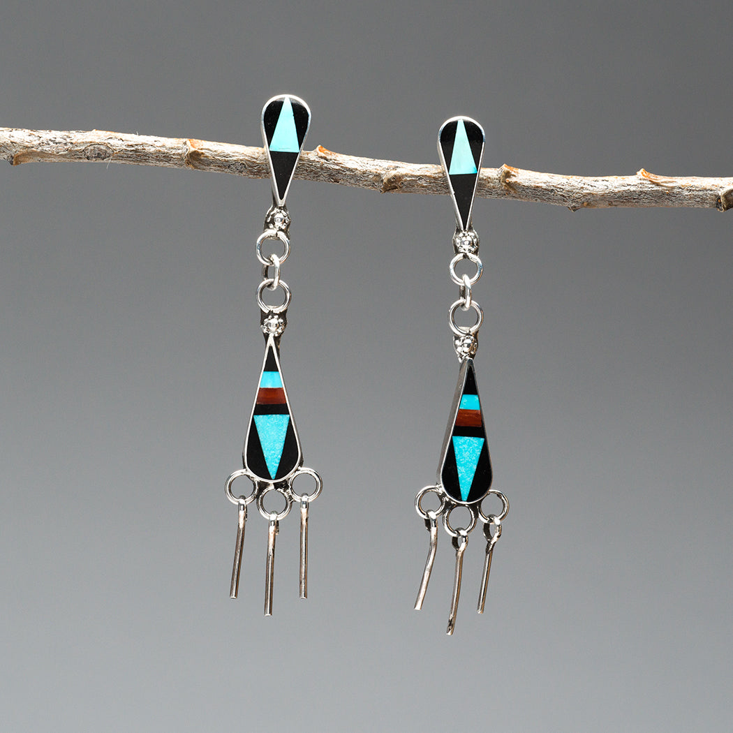 Stone To Stone Inlaid Dangle Earrings