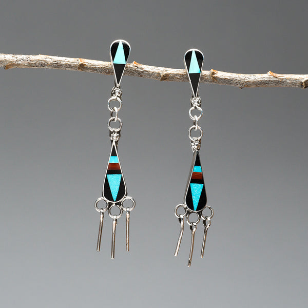 Stone To Stone Inlaid Dangle Earrings