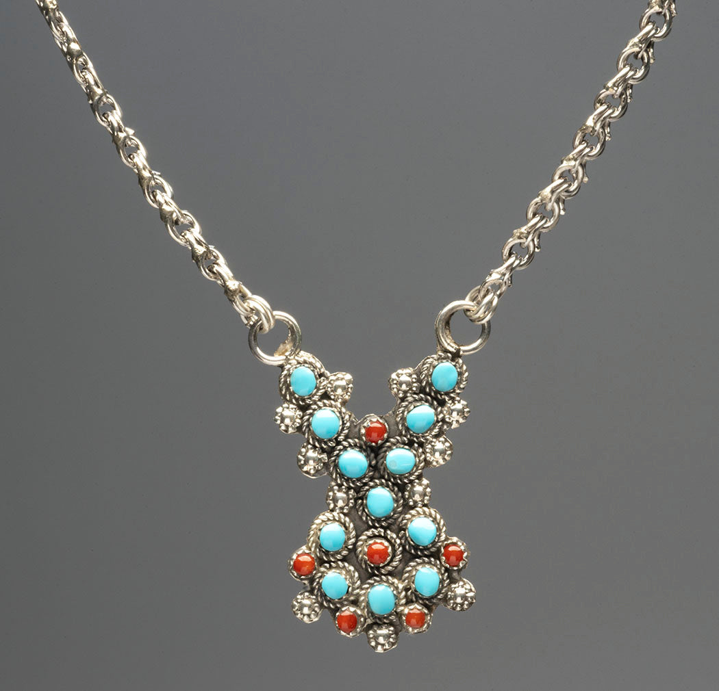 Distinctive Red Coral & Turquoise Necklace