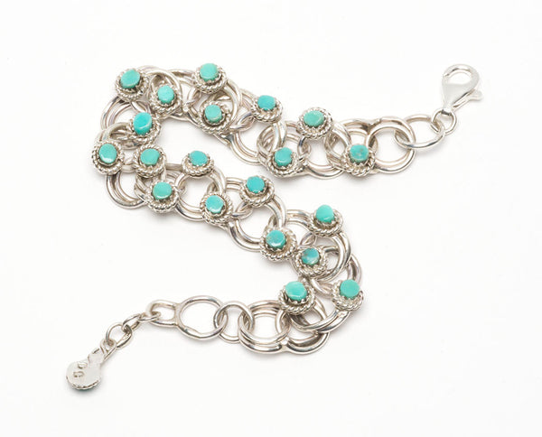 Kingman Turquoise Double Jump Ring Bracelet