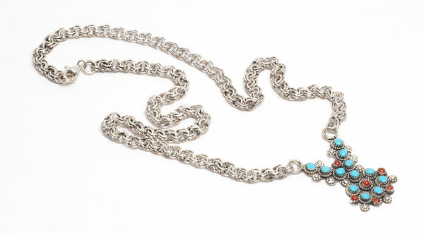 Distinctive Red Coral & Turquoise Necklace