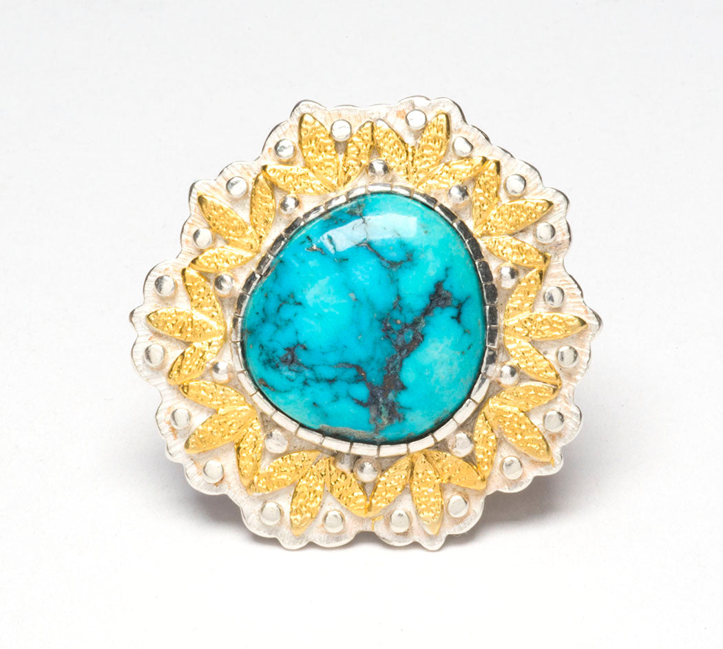 Bisbee Turquoise & 24K Gold Ring