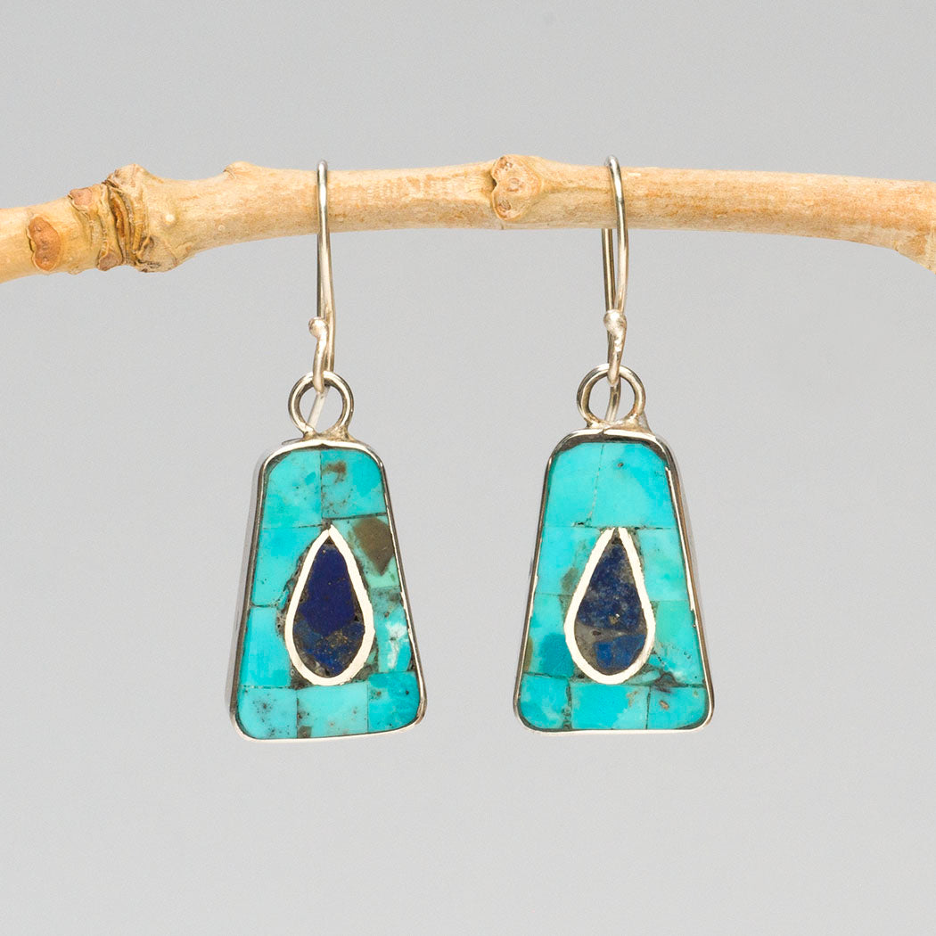 Mosaic Water Droplet Dangle Earrings