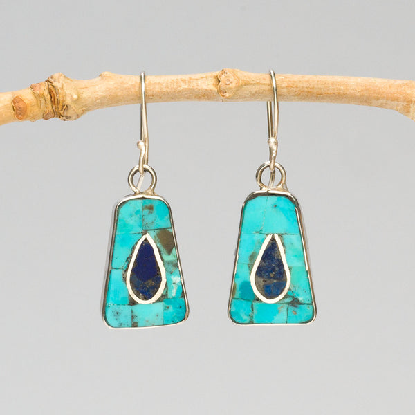 Mosaic Water Droplet Dangle Earrings
