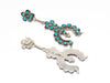 Turquoise Petit Point Crescent Earrings