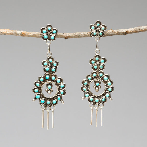 Elegant Petit Point Dangle Earrings