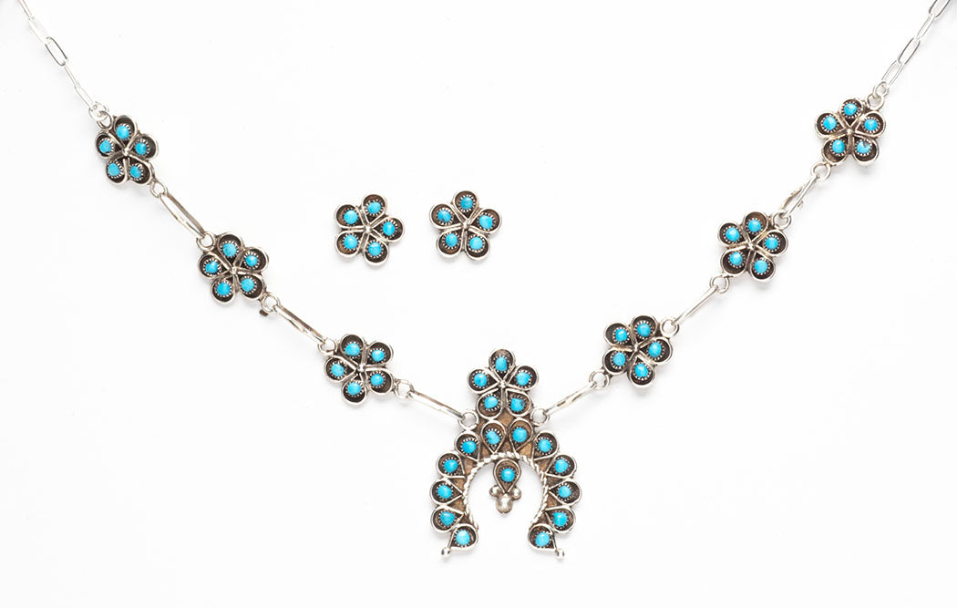 Dainty Squash Blossom Necklace & Earrings Set