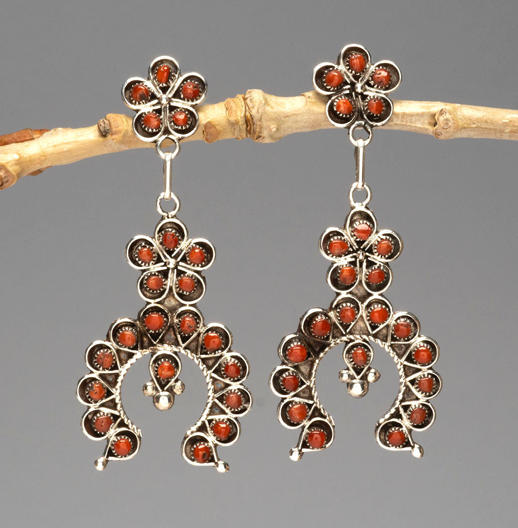 Red Coral Petit Point Naja Earrings