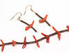 Red Coral Birds & Bushytails Necklace & Earrings Set