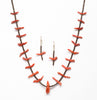 Red Coral Birds & Bushytails Necklace & Earrings Set