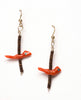 Red Coral Birds & Bushytails Necklace & Earrings Set