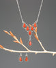 Red Coral Channel Inlaid Necklace & Earrings Set