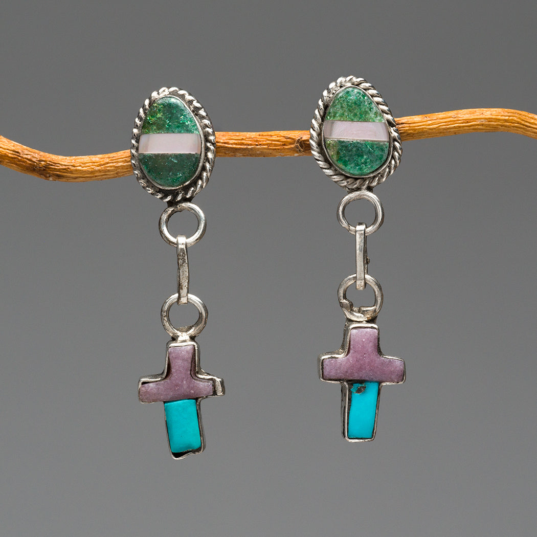 Dragonfly Cross Dangle Earrings
