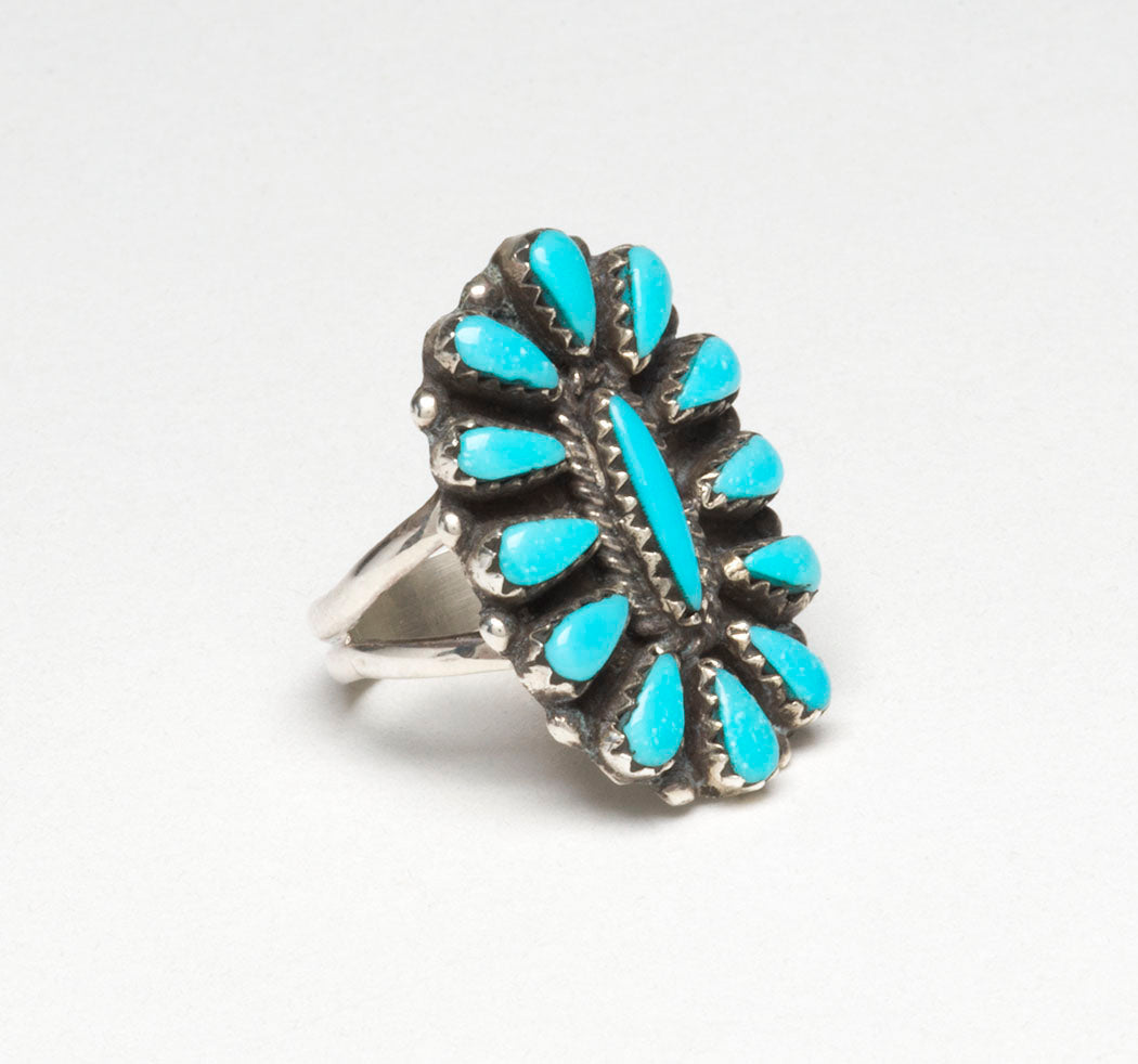 Dreamy Blue Turquoise Cluster Work Ring