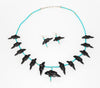 Raven Fetish Pendant Necklace & Earrings Set