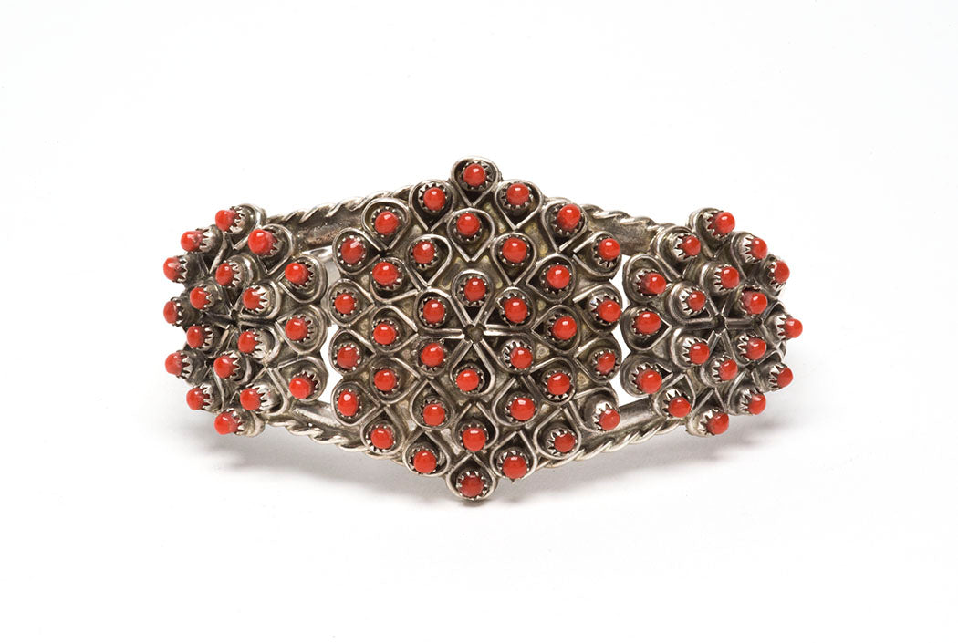 Red Coral Snake Eye Cuff Bracelet