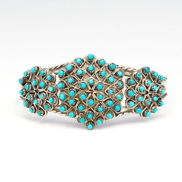 Turquoise Snake Eye Petit Point Cuff Bracelet