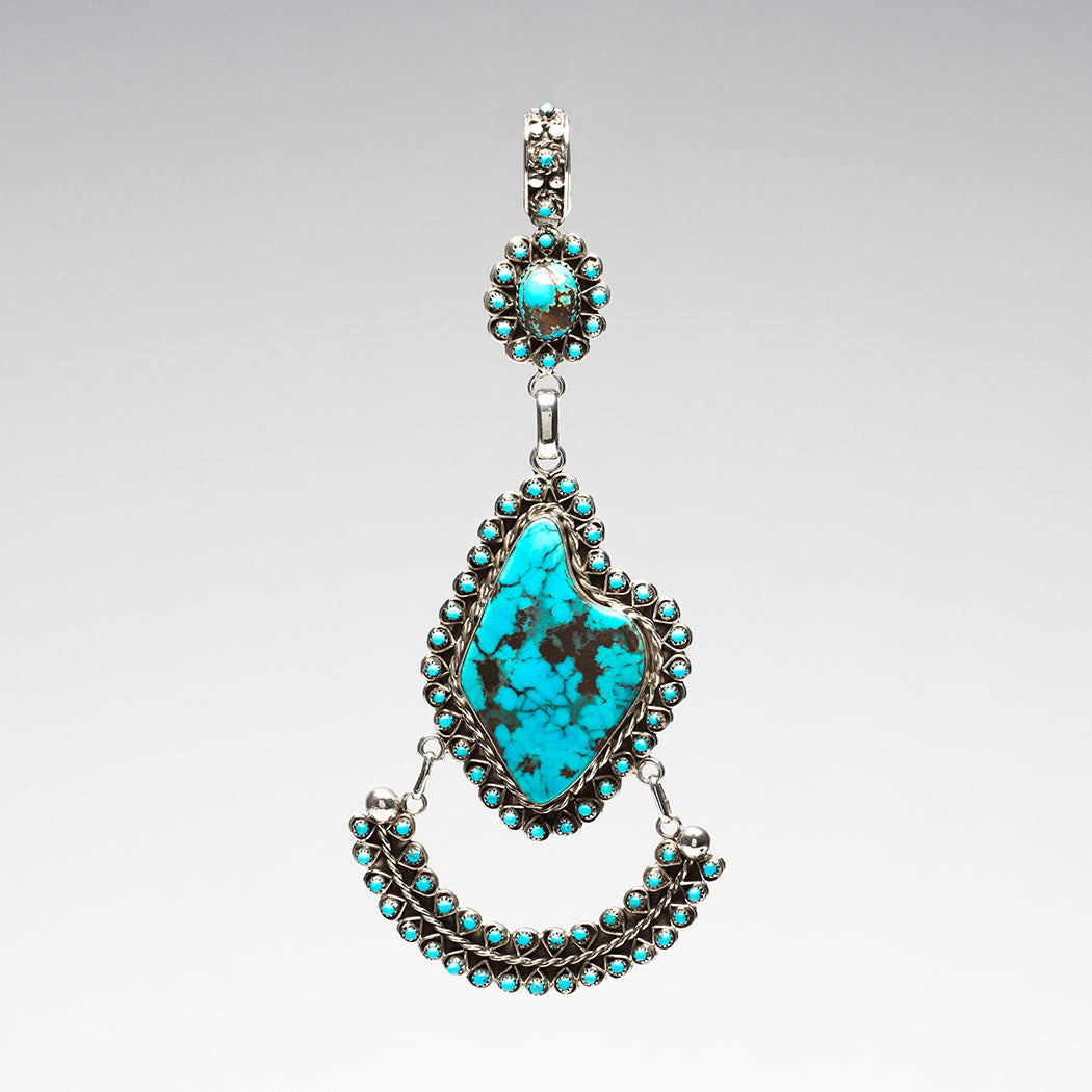 Sleeping Beauty & Red Skin Turquoise Petit Point Pendant