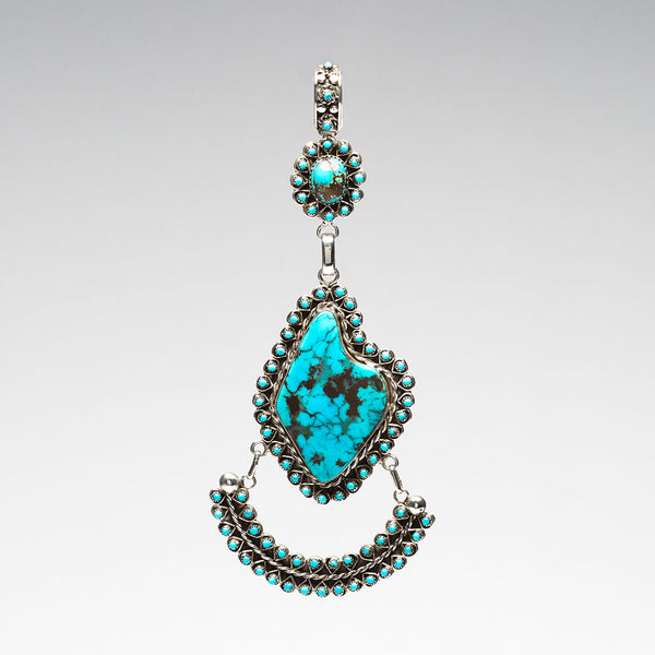 Sleeping Beauty & Red Skin Turquoise Petit Point Pendant
