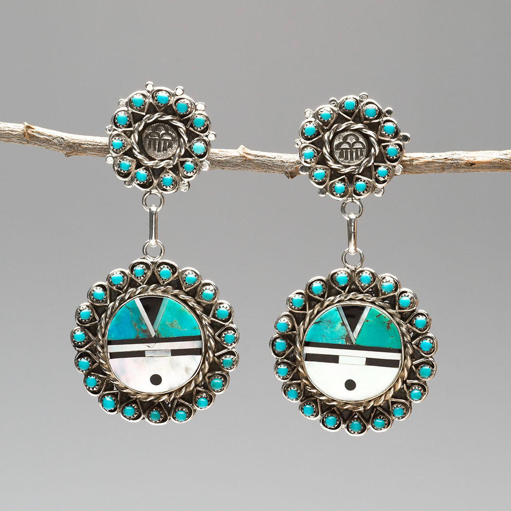 Raincloud & Sunface Turquoise Dangle Earrings