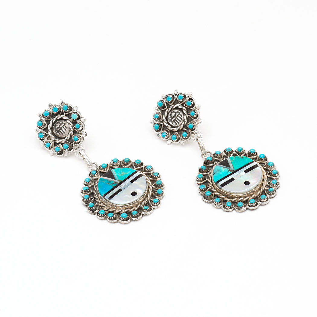 Raincloud & Sunface Turquoise Dangle Earrings
