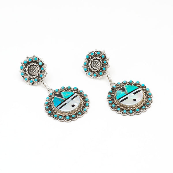 Raincloud & Sunface Turquoise Dangle Earrings