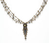 Bewitching Labradorite, Quartz & Brass Beaded Pendant Necklace