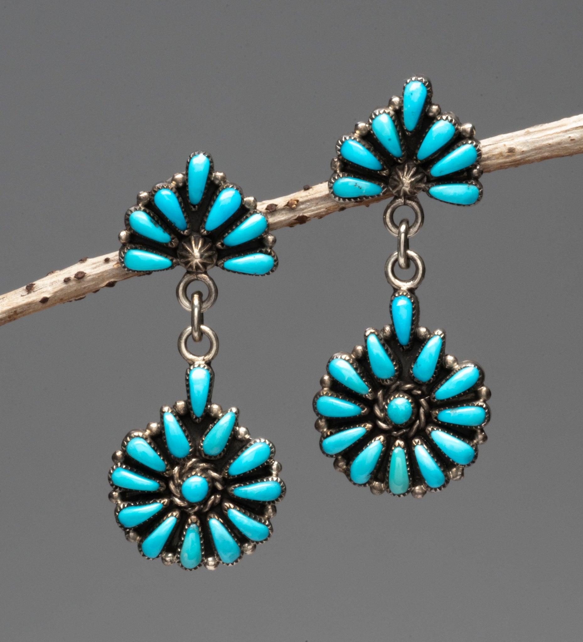 Sleeping Beauty Turquoise Cluster Work Earrings