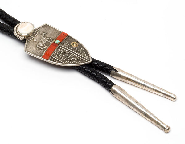 Fossilized Ivory & Coral Tufa Cast Bolo Tie