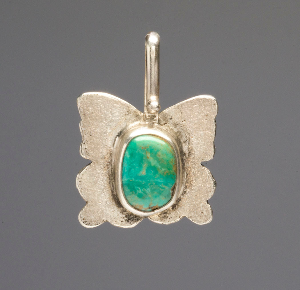 Reversible Tufa Cast & Turquoise Butterfly Pendant