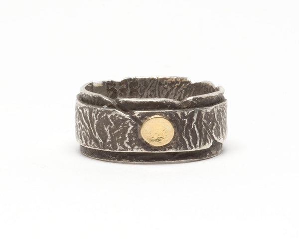 Reticulated Sterling Silver & 18K Gold Landscape Ring