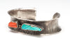 Carved Sleeping Beauty Turquoise & Coral Cuff Bracelet