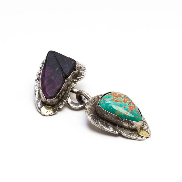 Carved Sugilite & Nevada Turquoise Pendant