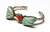 Carved Turquoise & Coral Cuff Bracelet