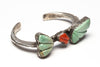 Carved Turquoise & Coral Cuff Bracelet