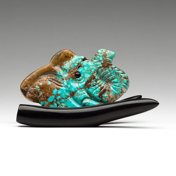 #8 Mine Turquoise Elephant & Jet Tusk Base
