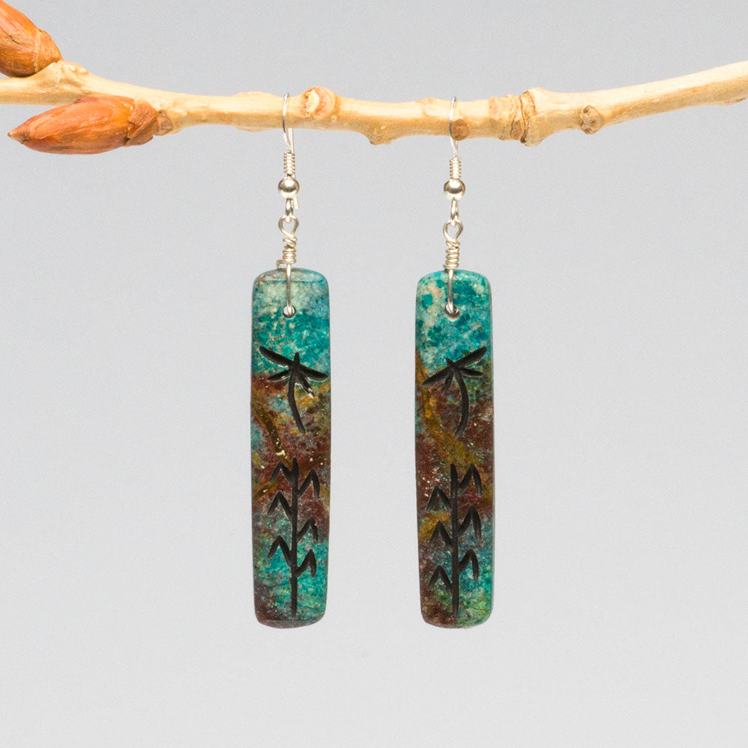 Dragonflies & Cornstalks Dangle Earrings