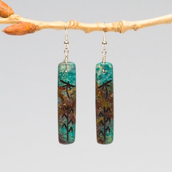 Dragonflies & Cornstalks Dangle Earrings