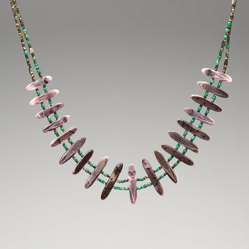 Quahog Wampum Corn Maiden Double-Strand Necklace