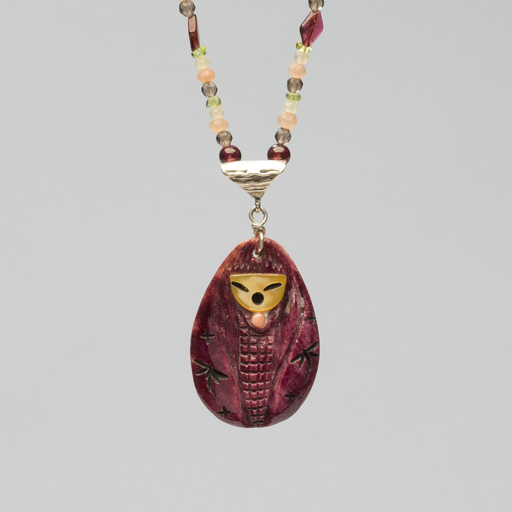 Many Beads Corn Maiden Pendant Necklace