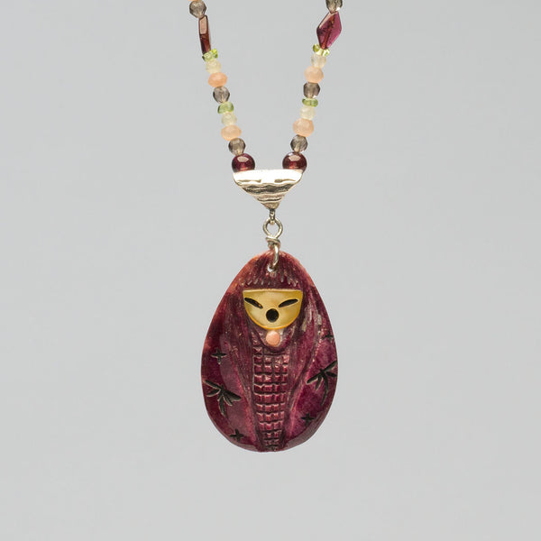 Many Beads Corn Maiden Pendant Necklace