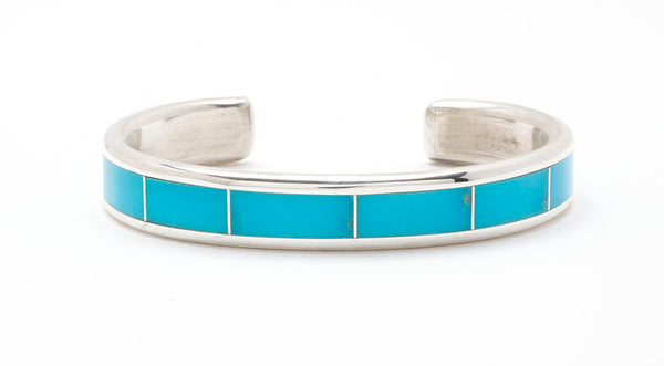 Kingman Blue Turquoise Channel Inlaid Cuff Bracelet