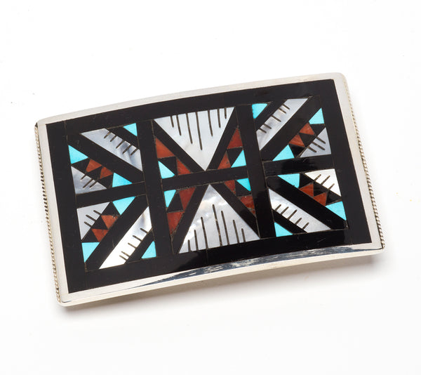 Intricate Inlaid Belt Buckle With Stone To Stone Inlay